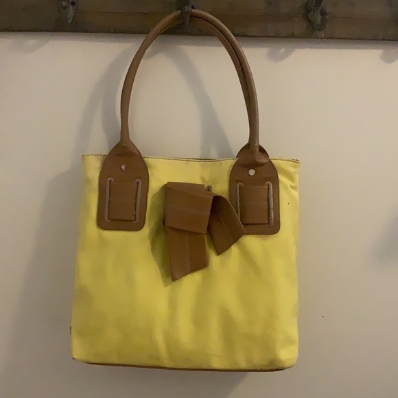 Tommy Hilfiger handbag, Yellow canvas w/leather - Picture 2 of 8